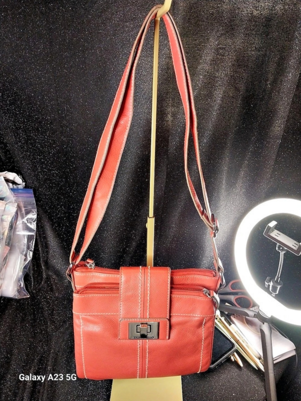Tignanello Leather Crossbody/Shoulder Bag in Red Like New
